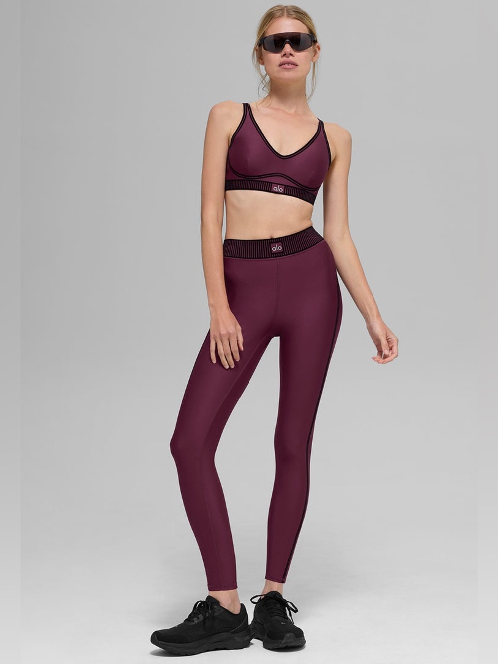 ALO Yoga SET: 7/8 Line Up Legging and Line Up Bra in Burgundy - M